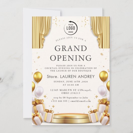 Elegant Minimalist Grand Opening Invitation Einladung (Vorderseite)