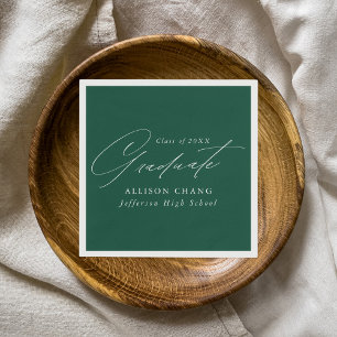 Elegant Minimalist Green Graduation Serviette