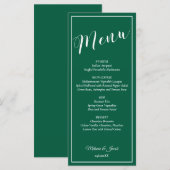 Elegant Minimalist Green Wedding Flat Menu Card Menükarte (Vorne/Hinten)