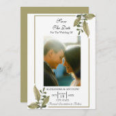 Elegant Minimalist Greenery Save The Date (Vorne/Hinten)