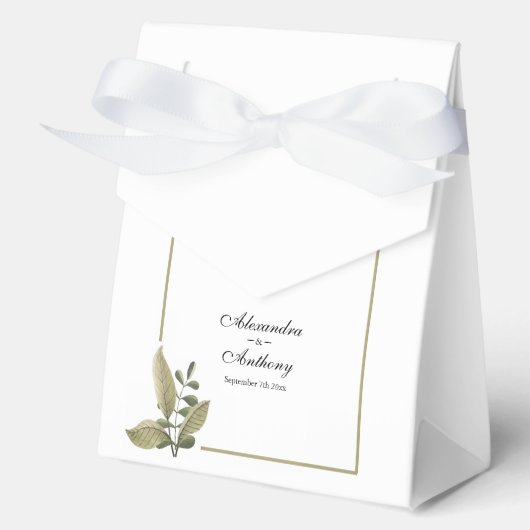 Elegant Minimalist Greenery Wedding Geschenkschachtel (Vorderseite)