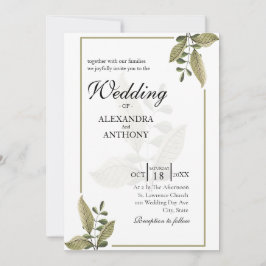 Elegant Minimalist Greenery Wedding Invitation Einladung