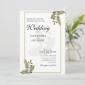 Elegant Minimalist Greenery Wedding Invitation Einladung (Stehend Vorderseite)