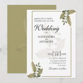 Elegant Minimalist Greenery Wedding Invitation Einladung (Vorne/Hinten)