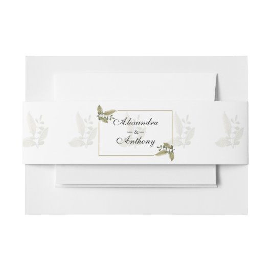 Elegant Minimalist Greenery Wedding Invitation Einladungsbanderole (Vorderseite Beispiel)