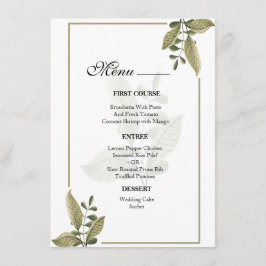 Elegant Minimalist Greenery Wedding  Menu Menükarte