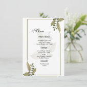 Elegant Minimalist Greenery Wedding  Menu Menükarte (Stehend Vorderseite)