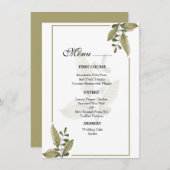 Elegant Minimalist Greenery Wedding  Menu Menükarte (Vorne/Hinten)