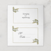 Elegant Minimalist Greenery Wedding Place Card Platzkarte (Außenseite Aufgefaltet)