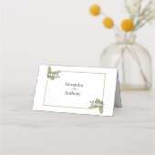 Elegant Minimalist Greenery Wedding Place Card Platzkarte (Rückseite)