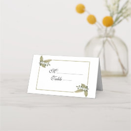 Elegant Minimalist Greenery Wedding Place Card Platzkarte