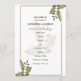 Elegant Minimalist Greenery Wedding Program Programm