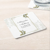 Elegant Minimalist Greenery Wedding  Rechteckiger Pappuntersetzer (angewinkelt)