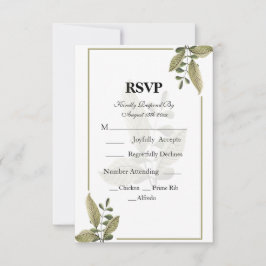Elegant Minimalist Greenery Wedding RSVP Card