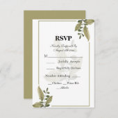 Elegant Minimalist Greenery Wedding RSVP Card (Vorne/Hinten)