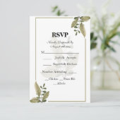 Elegant Minimalist Greenery Wedding RSVP Card Karte (Stehend Vorderseite)