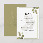 Elegant Minimalist Greenery Wedding RSVP Card Karte (Vorne/Hinten)