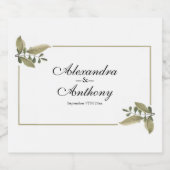 Elegant Minimalist Greenery Wedding  Schaumweinetikett (Einzelnes Label)
