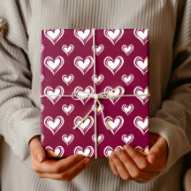 Elegant minimalist hohle Herzen | Merlot Rot
