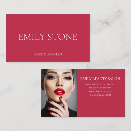 Elegant Minimalist Hot Pink Professional photo Visitenkarte (Vorne/Hinten)