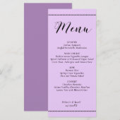 Elegant Minimalist Lavender Wedding Flat Menu Card Menükarte (Vorne/Hinten)