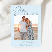 Elegant Minimalist Light Blue Photo Save The Date