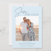 Elegant Minimalist Light Blue Photo Save The Date (Vorderseite)