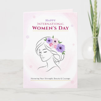Elegant Minimalist Line Art Women's Day Watercolor Feiertagskarte