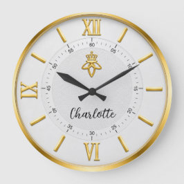 Elegant Minimalist Luxury White & Gold Große Wanduhr