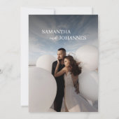 Elegant Minimalist Modern Blue Photo Wedding Einladung (Rückseite)