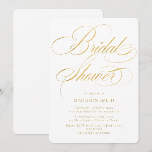 Elegant Minimalist modern Bridal Shower  Einladung (Vorne/Hinten)