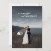 Elegant Minimalist Modern Green Photo Wedding Einladung (Rückseite)