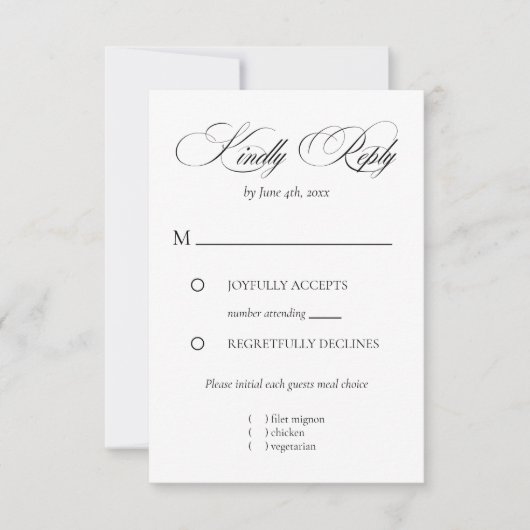  Elegant Minimalist modern Tarjeta de confirmación RSVP Karte (Vorderseite)