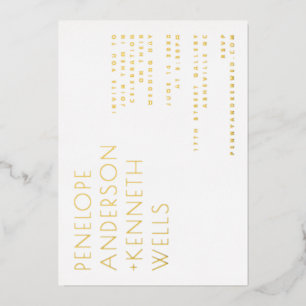 Elegant minimalist moderne Hochzeit horizontales G Folieneinladung