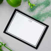 Elegant Minimalist Monogram Black Two Border  Mitteilungskarte