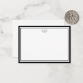 Elegant Minimalist Monogram Black & White Border Mitteilungskarte (Vorderseite/Rückseite Beispiel)