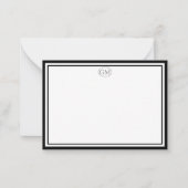 Elegant Minimalist Monogram Black & White Border Mitteilungskarte (Vorderseite)