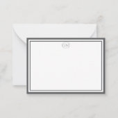 Elegant Minimalist Monogram Gray Two Border Mitteilungskarte (Vorderseite)