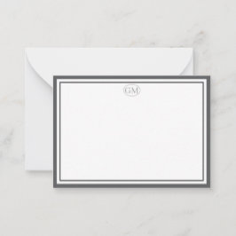 Elegant Minimalist Monogram Gray Two Border Mitteilungskarte