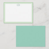 Elegant Minimalist Monogram Green Two Border Mitteilungskarte (Vorne/Hinten)
