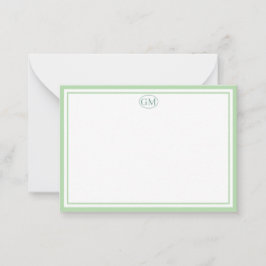 Elegant Minimalist Monogram Green Two Border Mitteilungskarte