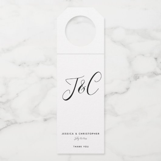 Elegant Minimalist Monogram Initials Wedding Flaschenanhänger (Vorderseite)