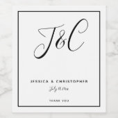 Elegant Minimalist Monogram Initials Wedding Weinetikett (Einzelnes Label)