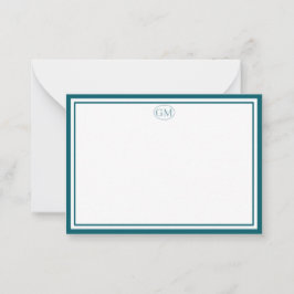Elegant Minimalist Monogram Navy Border Note Cards Mitteilungskarte
