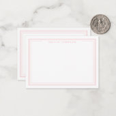 Elegant Minimalist Monogram Pink Border Mitteilungskarte (Vorderseite/Rückseite Beispiel)