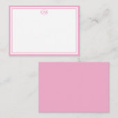Elegant Minimalist Monogram Pink Two Border Mitteilungskarte (Vorne/Hinten)
