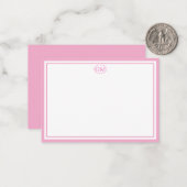 Elegant Minimalist Monogram Pink Two Border  Mitteilungskarte (Vorderseite/Rückseite Beispiel)