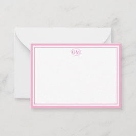 Elegant Minimalist Monogram Pink Two Border  Mitteilungskarte