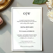 Elegant Minimalist Monogram Wedding Einladung