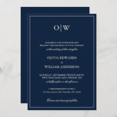 Elegant Minimalist Monogram Wedding Einladung (Vorne/Hinten)